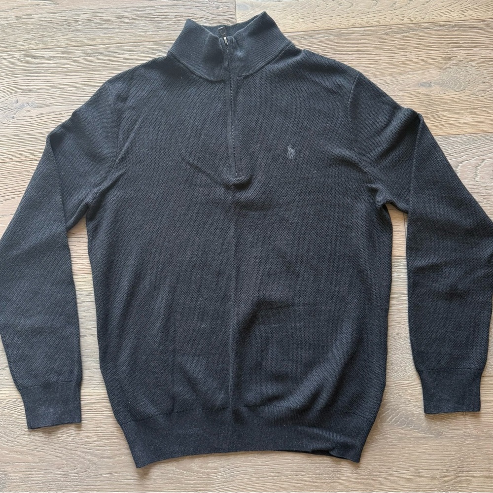 Ralph Lauren Men's Charcoal Zip-Up Sweater
